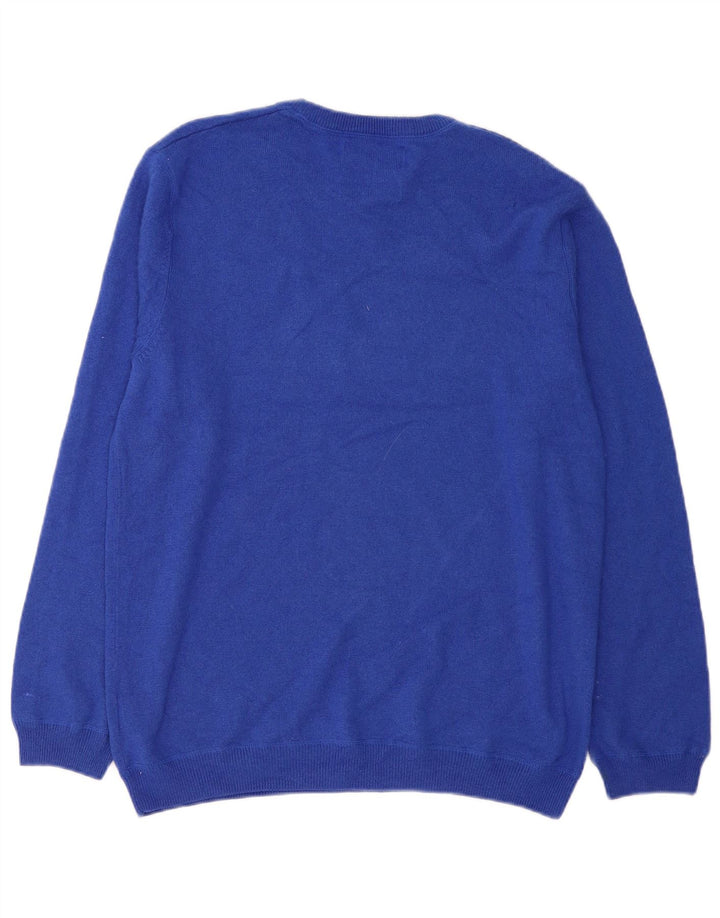 Marks & Spencer Mens Crew Neck Jumper Sweater Large Blue Wool
