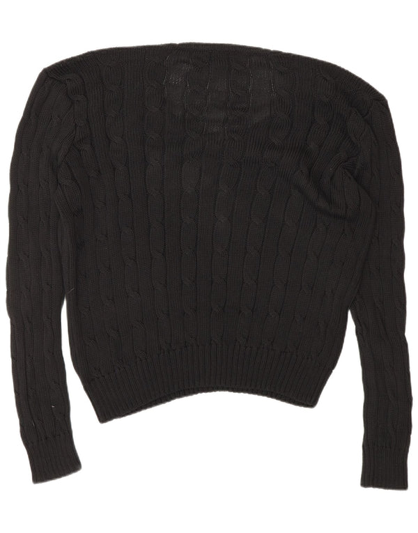 Polo Ralph Lauren Womens V-Neck Jumper Sweater UK 18 XL Black Cotton