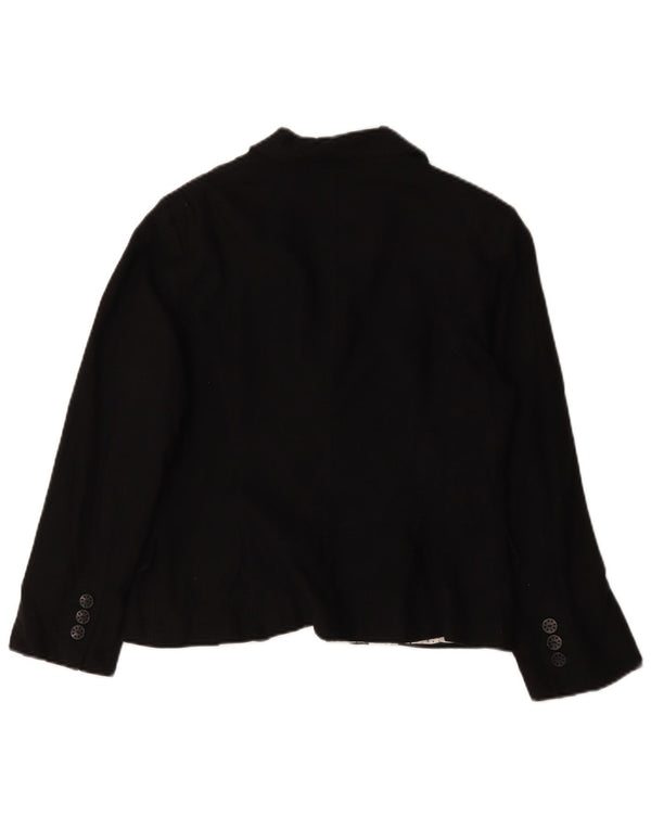 Marks & Spencer Womens 5 Button Blazer Jacket UK 14 Large Black Linen