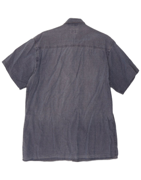 Calvin Klein Jeans Mens Short Sleeve Shirt XL Navy Blue Pinstripe