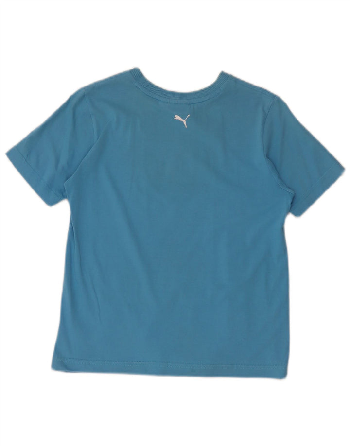 Puma Womens Graphic T-Shirt Top UK 12 Medium Blue Cotton