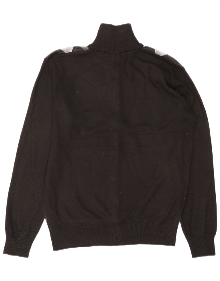 Pierre Cardin Mens Cardigan Sweater Large Black Argyle/Diamond Polyester