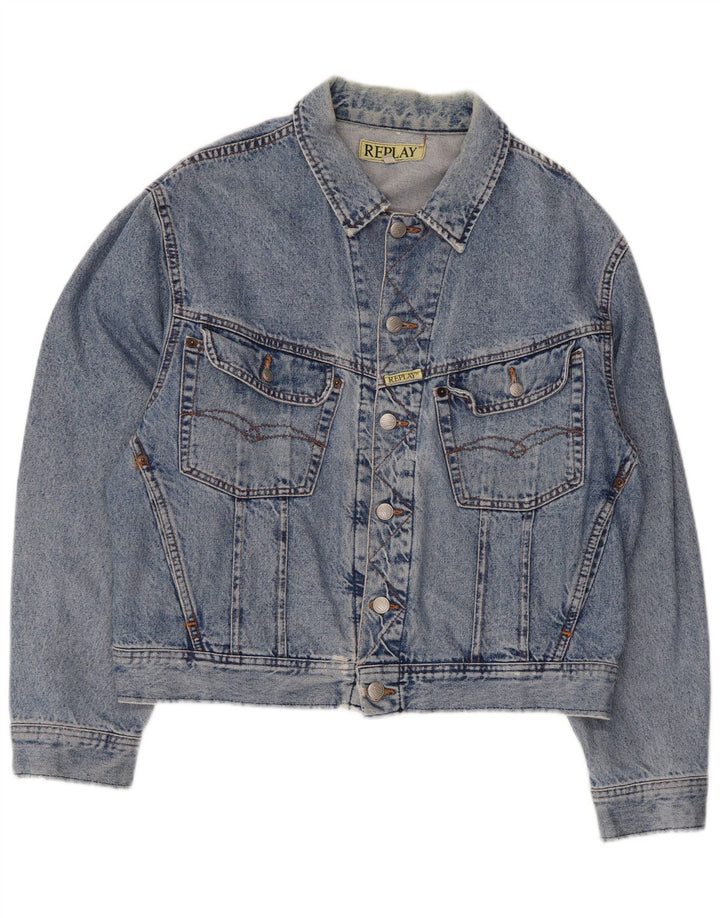 Replay Mens Denim Jacket UK 38 Medium Blue Cotton