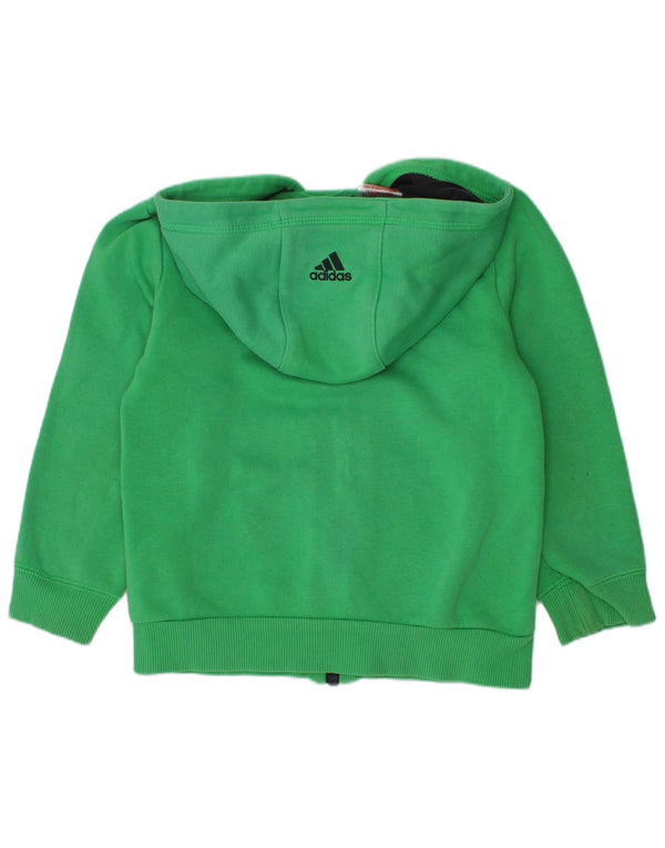 Adidas Boys Graphic Zip Hoodie Sweater 5-6 Years Green Cotton