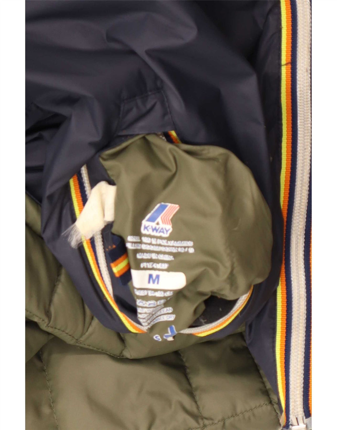 K-Way Womens Hooded Reversible Padded Jacket UK 14 Medium Navy Blue