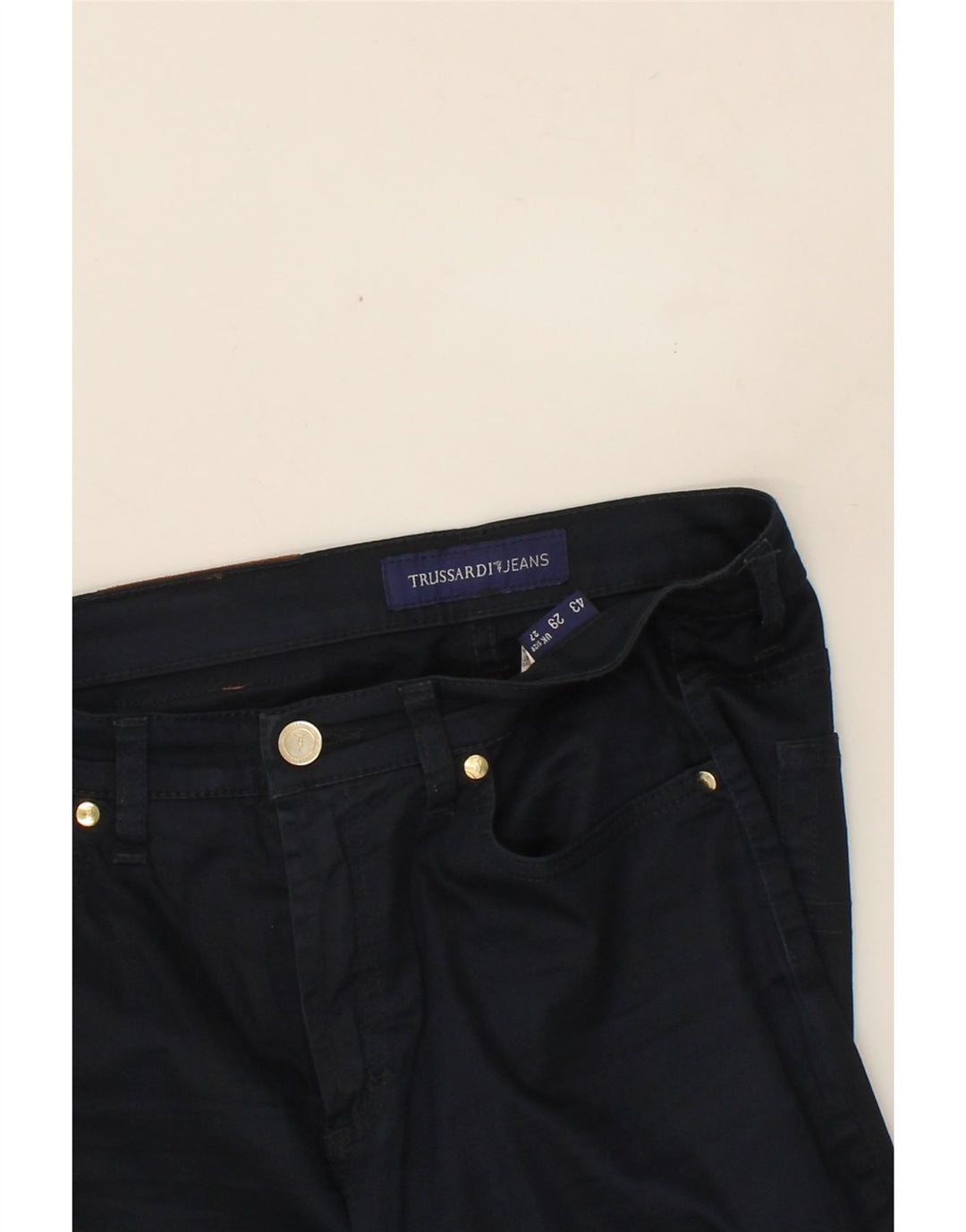 TRUSSARDI Womens Straight Jeans W27 L30 Navy Blue Cotton Vintage Trussardi and Second-Hand Trussardi from Messina Hembry 