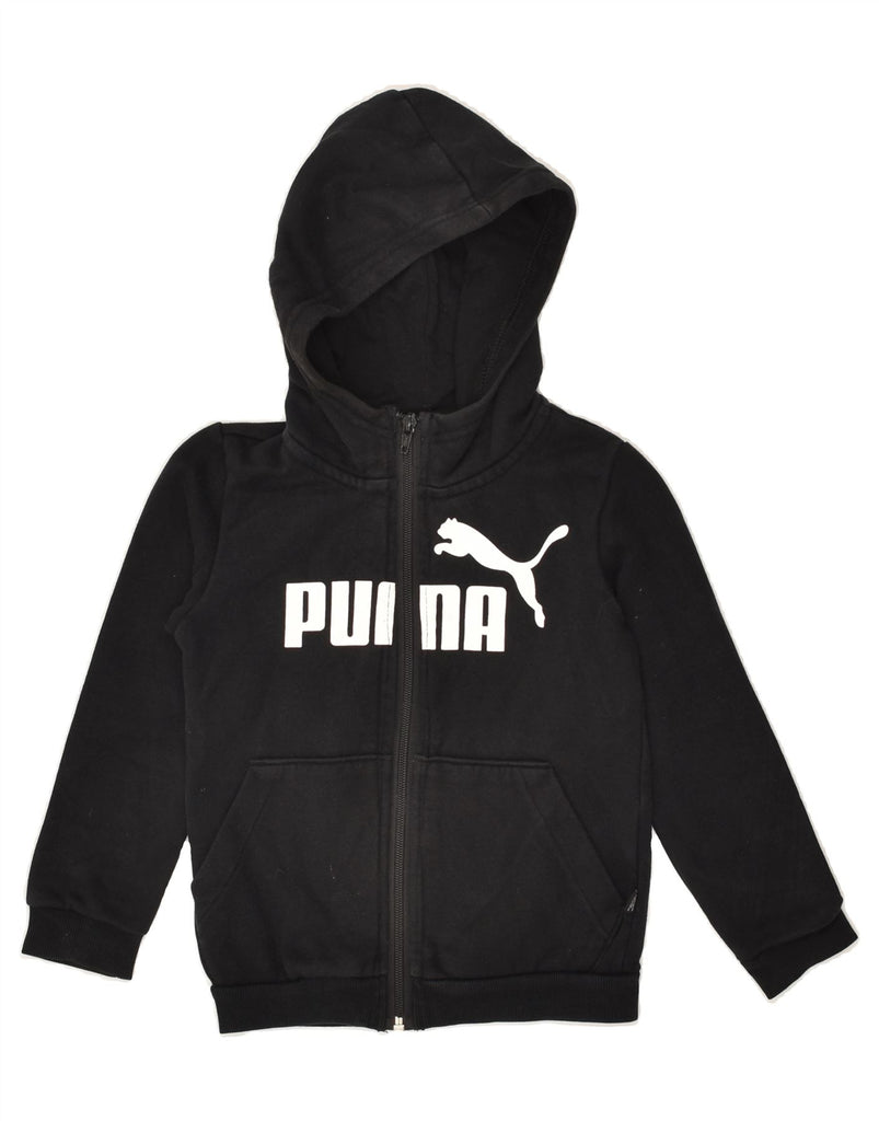 PUMA Boys Graphic Zip Hoodie Sweater 5-6 Years Black Cotton | Vintage Puma | Thrift | Second-Hand Puma | Used Clothing | Messina Hembry 