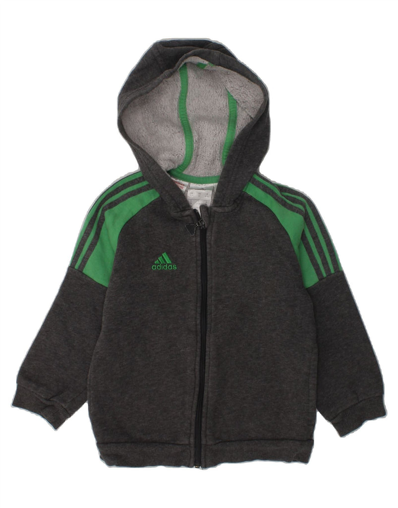 ADIDAS Boys Graphic Zip Hoodie Sweater 2-3 Years Grey Cotton | Vintage Adidas | Thrift | Second-Hand Adidas | Used Clothing | Messina Hembry 