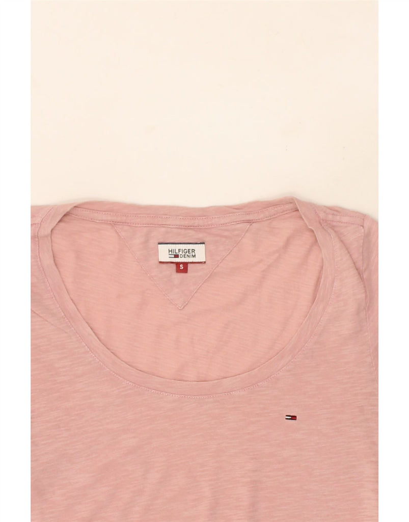 TOMMY HILFIGER Womens T-Shirt Top UK 10 Small Pink Cotton Vintage Tommy Hilfiger and Second-Hand Tommy Hilfiger from Messina Hembry 