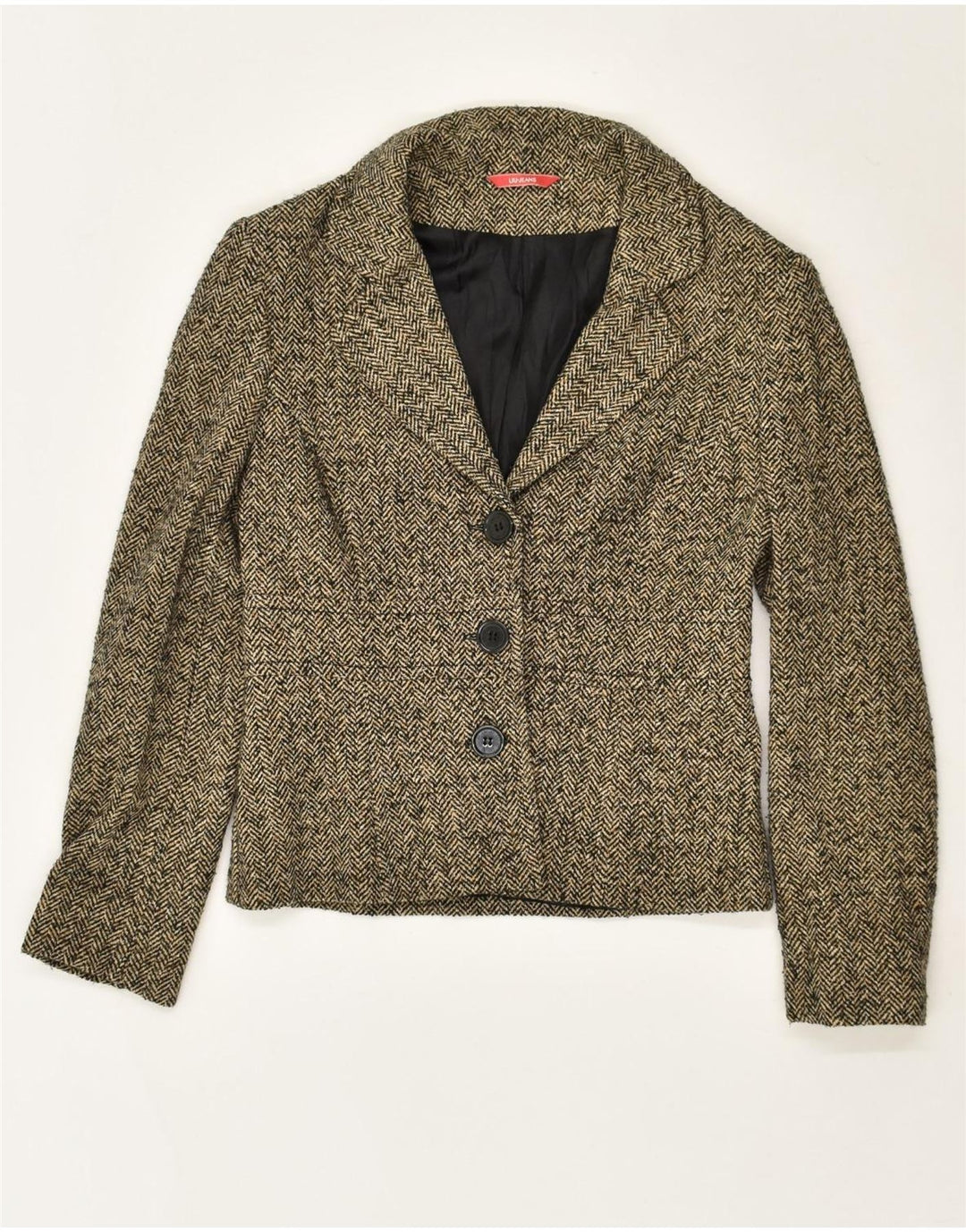 LIU JO Womens 3 Button Blazer Jacket IT 44 Medium Grey Herringbone Acrylic | Vintage Liu Jo | Thrift | Second-Hand Liu Jo | Used Clothing | Messina Hembry 