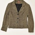 LIU JO Womens 3 Button Blazer Jacket IT 44 Medium Grey Herringbone Acrylic | Vintage Liu Jo | Thrift | Second-Hand Liu Jo | Used Clothing | Messina Hembry 