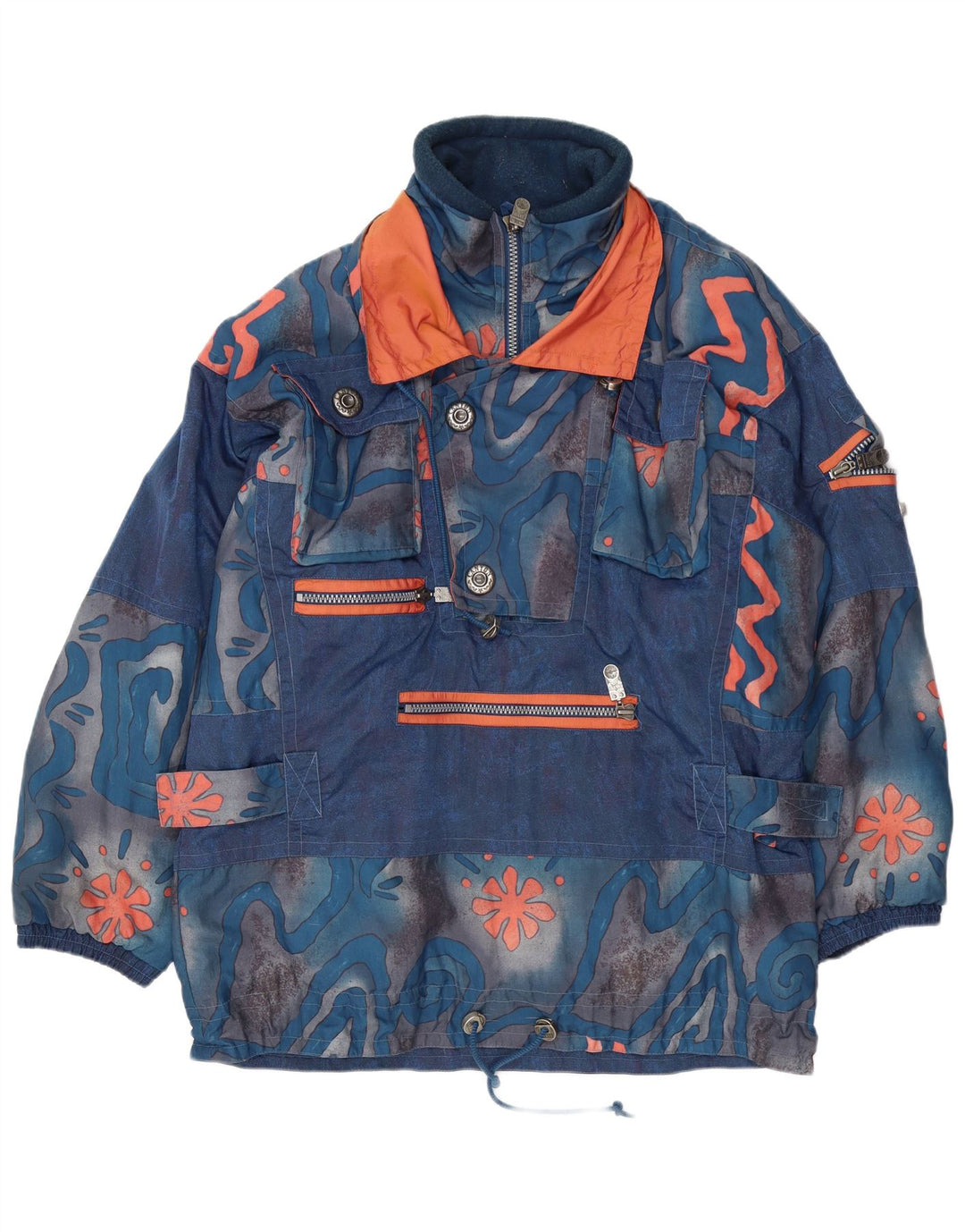 CANYON Mens Pullover Windbreaker Jacket UK 40 Large Blue Geometric