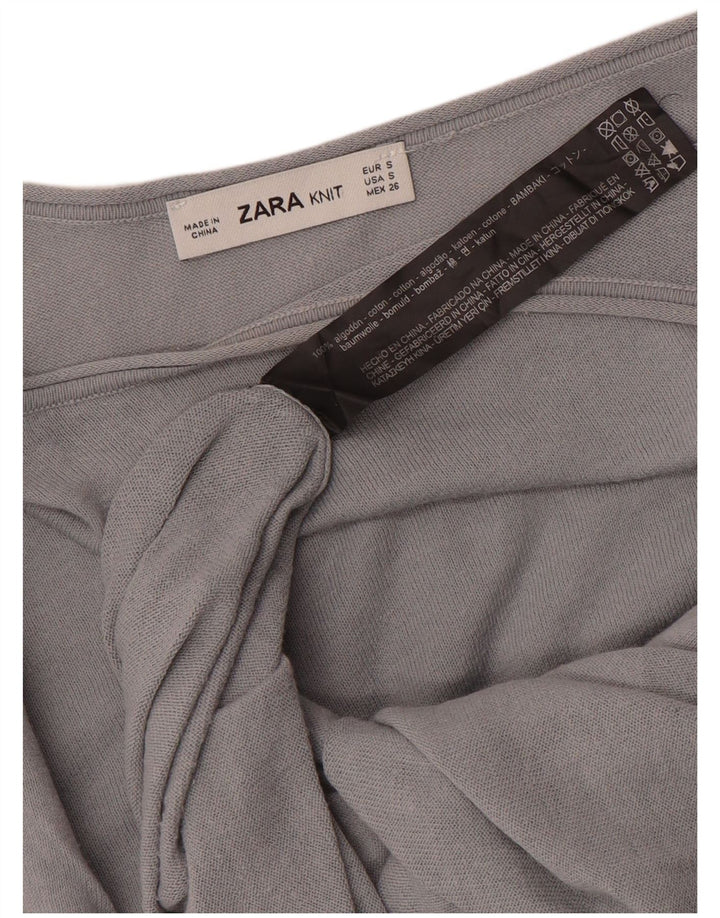 Zara Womens Oversized Blouse Top UK 10 Small Grey Cotton