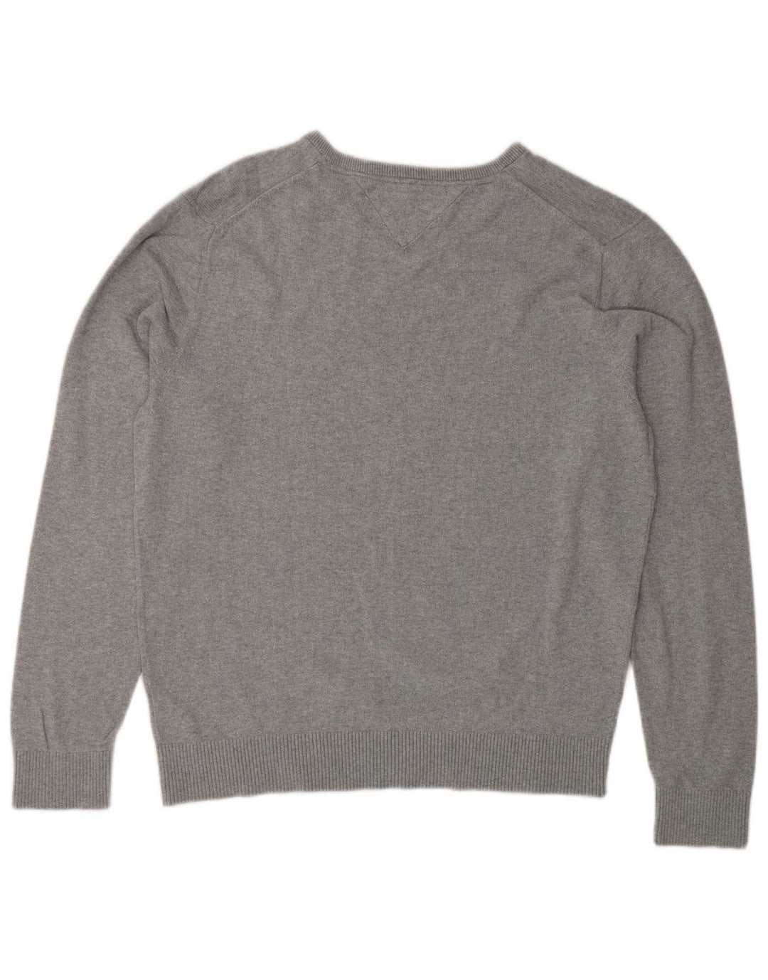 Tommy Hilfiger Mens V-Neck Jumper Sweater Large Grey Cotton