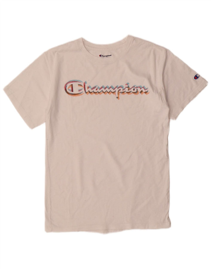 Champion Womens Graphic T-Shirt Top UK 10 Small White