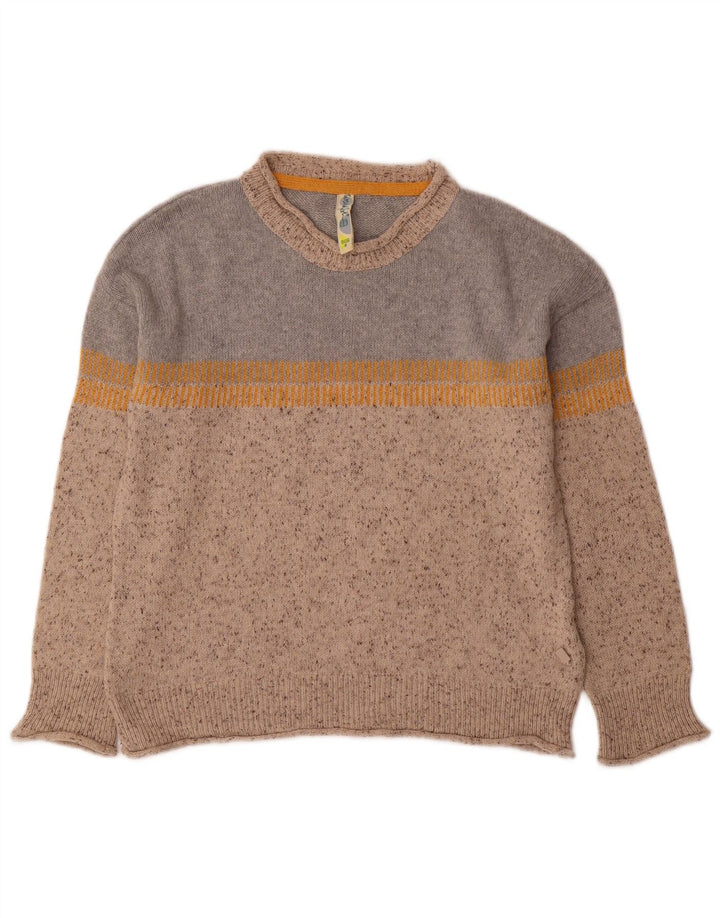 Weird Fish Womens Turtle Neck Jumper Sweater UK 8 Small Grey Colourblock