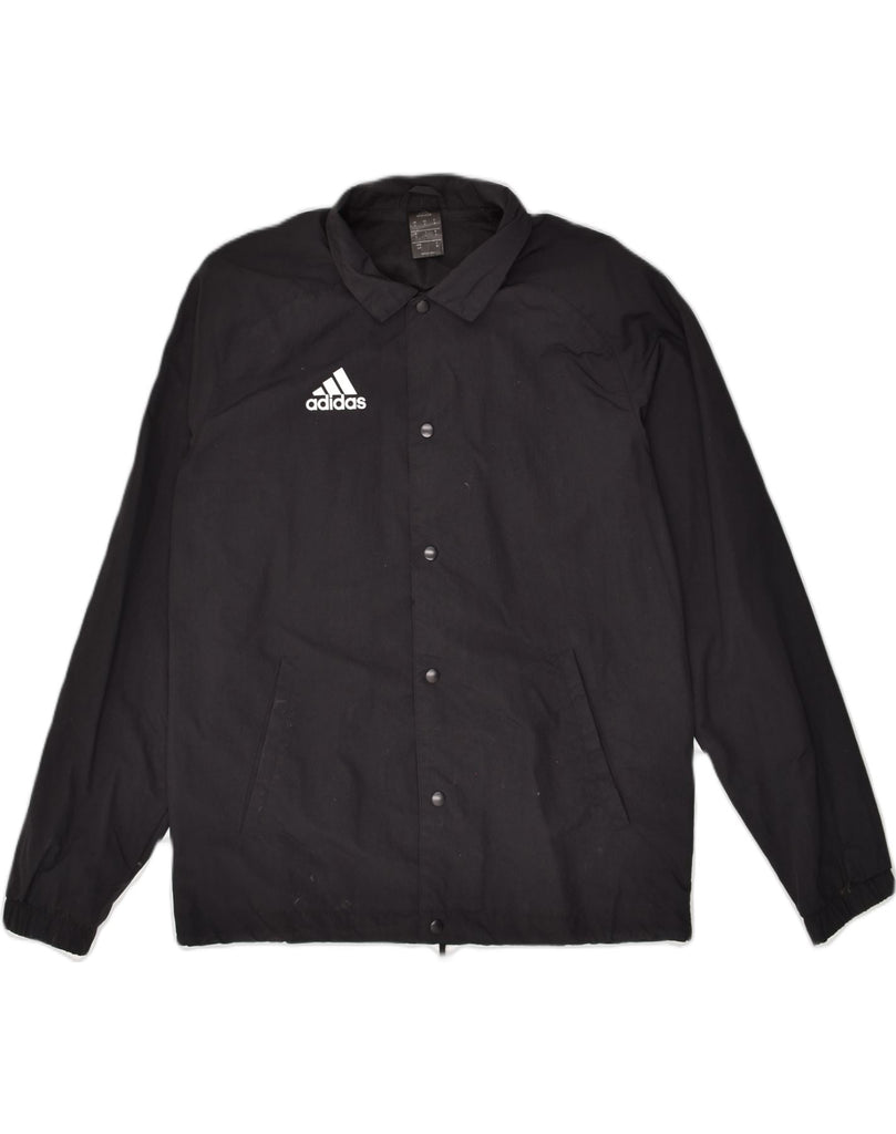 ADIDAS Mens Graphic Bomber Jacket UK 36 Small Black Polyester | Vintage Adidas | Thrift | Second-Hand Adidas | Used Clothing | Messina Hembry 