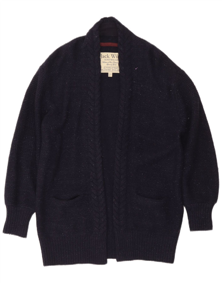 Jack Wills Womens Oversized Longline Cardigan Sweater UK 10 Small Navy Blue
