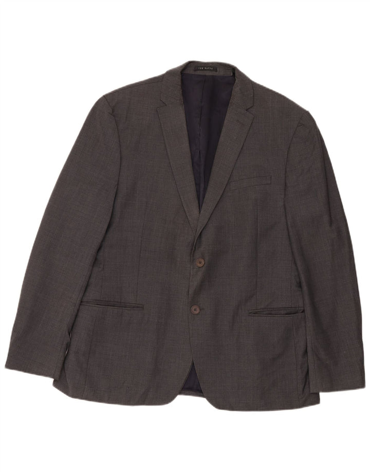 Ted Baker Mens 2 Button Slim Fit Blazer Jacket UK 44 2XL Grey Wool