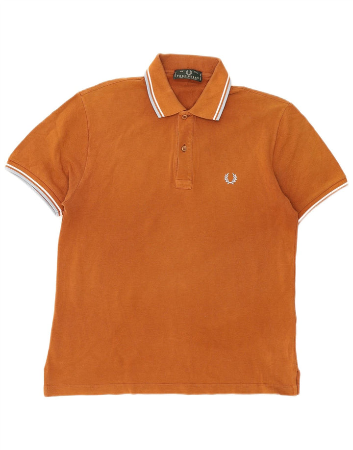 Fred Perry Mens Polo Shirt Small Brown Striped Cotton