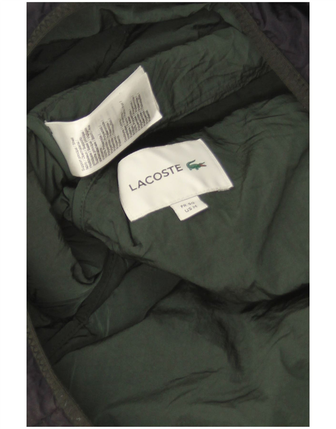 Lacoste Mens Hooded Padded Jacket Size 50 Medium Navy Blue Polyamide