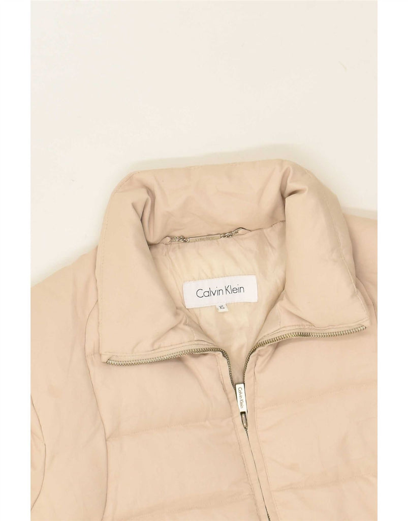 CALVIN KLEIN Womens Crop Padded Jacket UK 6 XS Beige Polyester Vintage Calvin Klein and Second-Hand Calvin Klein from Messina Hembry 