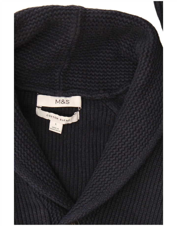 Marks & Spencer Mens Cardigan Sweater Large Navy Blue Cotton