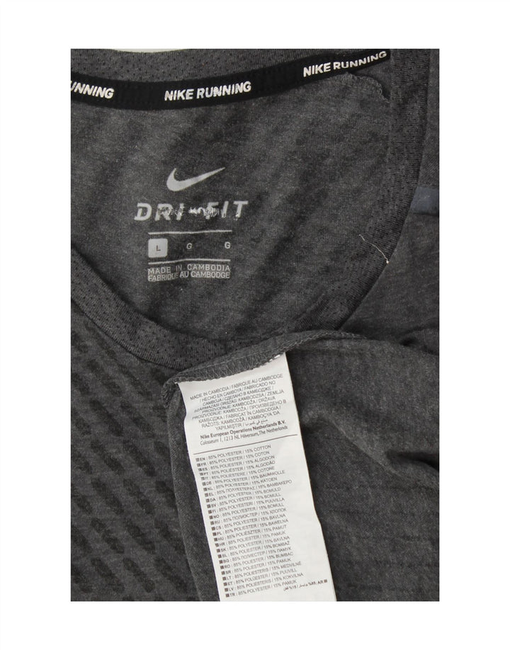Nike Mens Dri Fit T-Shirt Top Large Grey Colourblock Polyester