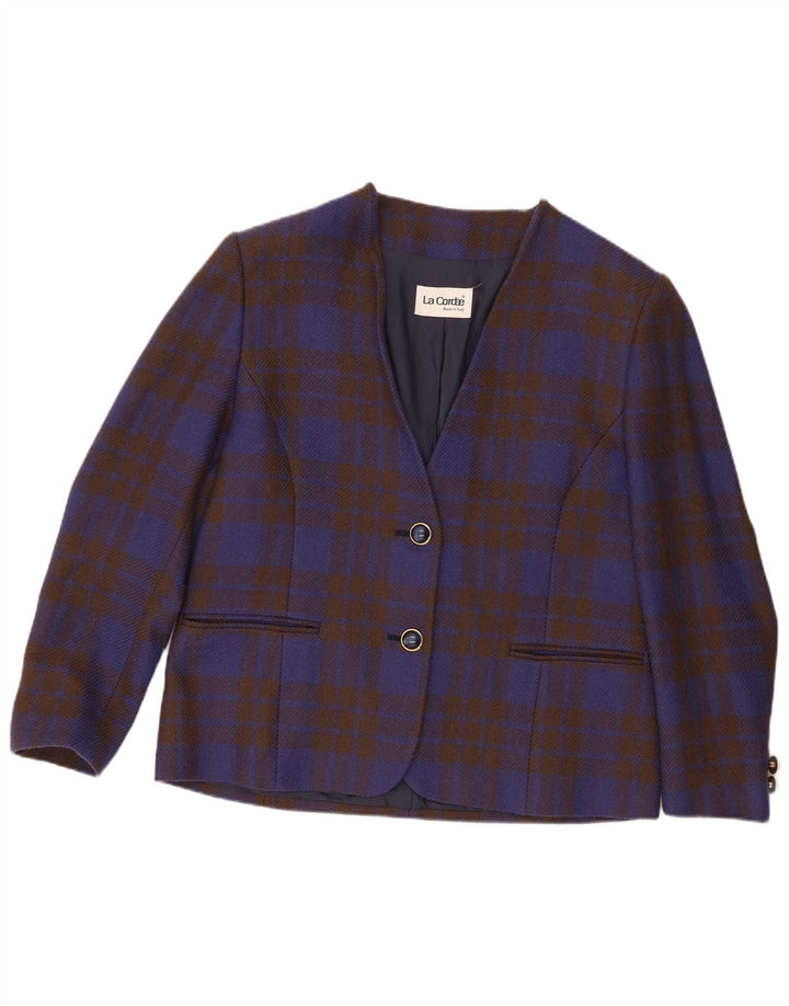 La Cordee Womens Loose Fit 2 Button Blazer Jacket UK 14 Medium Blue Check