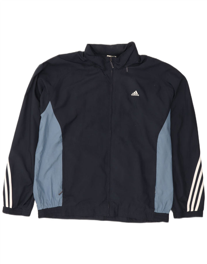 Adidas Mens Tracksuit Top Jacket UK 44/46 Large Navy Blue Colourblock