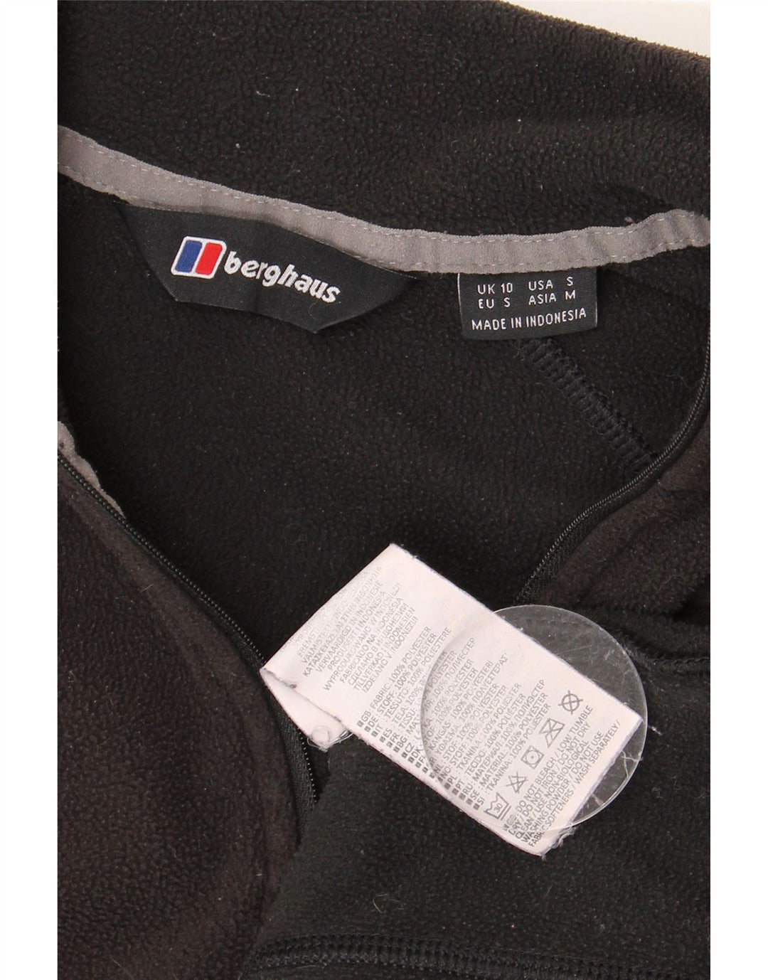 BERGHAUS Womens Zip Neck Fleece Jumper UK 10 Small Black Polyester