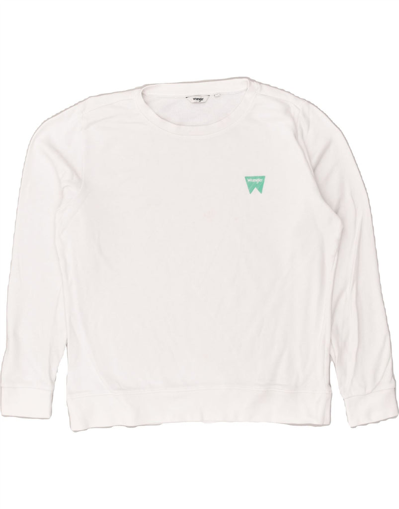 WRANGLER Womens Sweatshirt Jumper UK 12 Medium White Cotton | Vintage Wrangler | Thrift | Second-Hand Wrangler | Used Clothing | Messina Hembry 