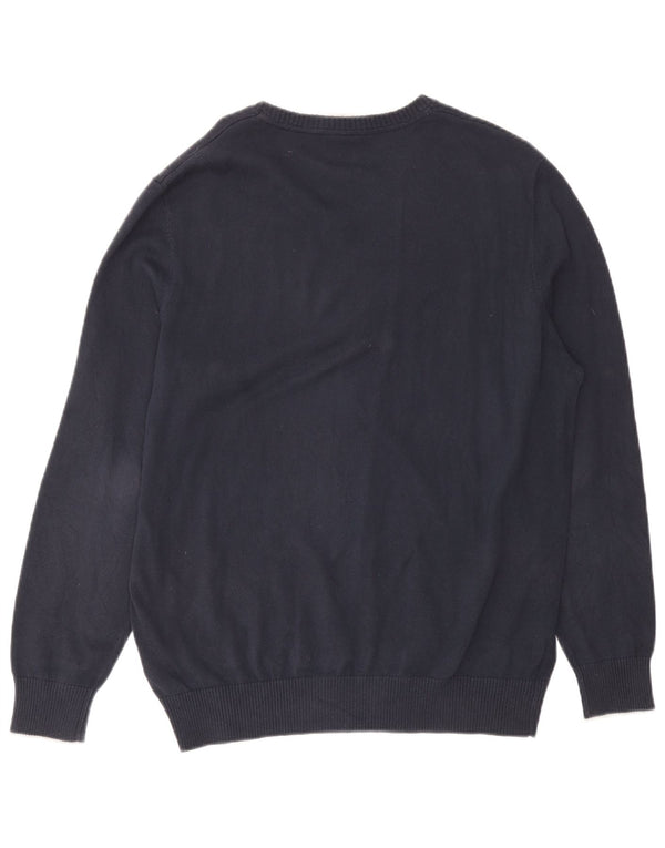 Timberland Mens Regular Fit V-Neck Jumper Sweater Large Navy Blue Cotton