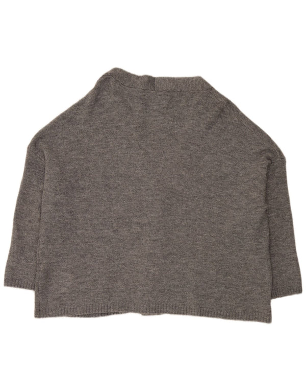 Zara Womens Oversized Cardigan Sweater UK 14 Medium Grey Flecked Acrylic