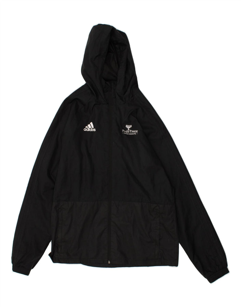 ADIDAS Mens Hooded Tracksuit Top Jacket Medium Black Polyester | Vintage Adidas | Thrift | Second-Hand Adidas | Used Clothing | Messina Hembry 