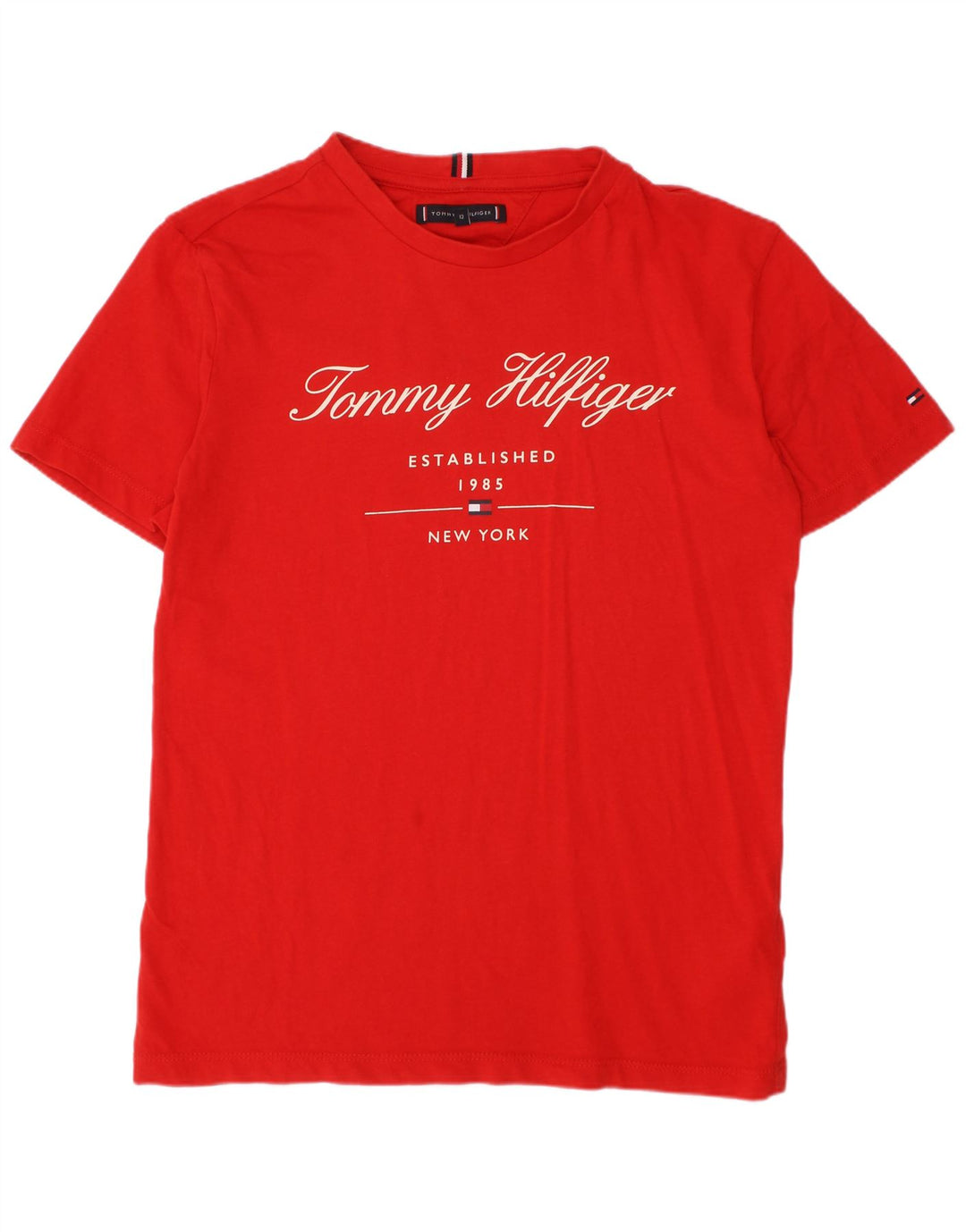 TOMMY HILFIGER Boys Graphic T-Shirt Top 11-12 Years Red Cotton