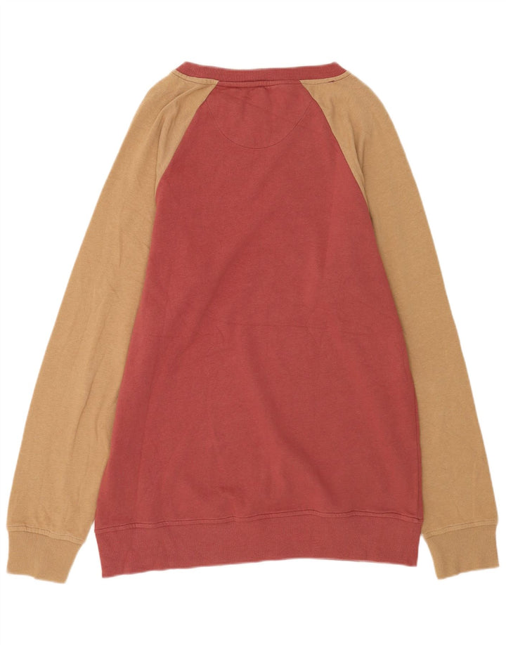 Volcom Mens Slim Fit Sweatshirt Jumper Medium Red Colourblock Cotton