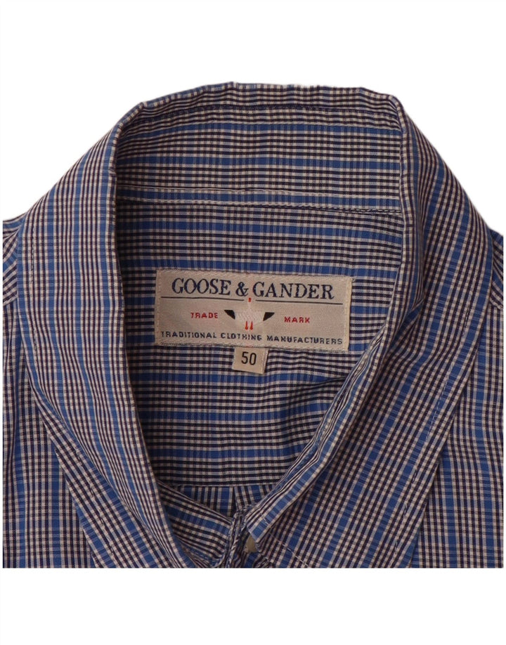 GOOSE & GANDER Mens Shirt Size 50 Large Blue Check Cotton