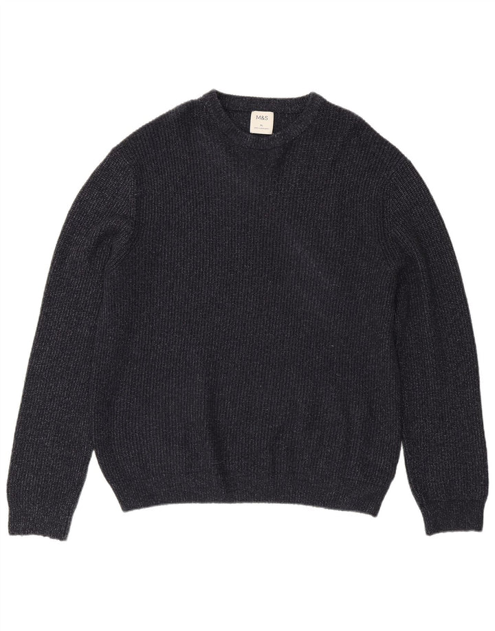 Marks & Spencer Mens Crew Neck Jumper Sweater XL Navy Blue Flecked