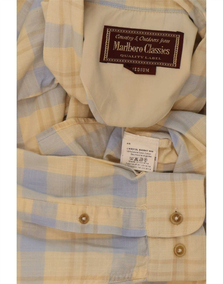 Marlboro Classics Mens Shirt Medium Yellow Check Cotton