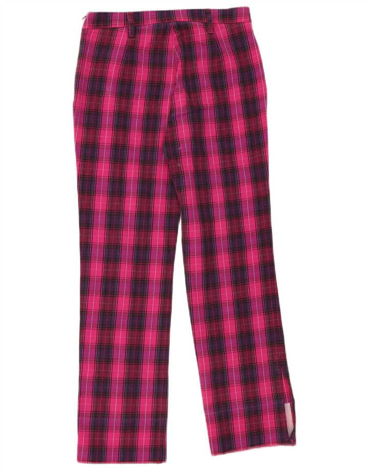 MOSCHINO Womens Straight Casual Trousers UK 10 Small W28 L28 Pink Check