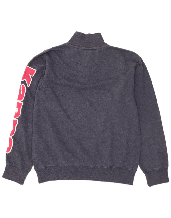 KAPPA Mens Graphic Zip Neck Sweatshirt Jumper Large Navy Blue Cotton
