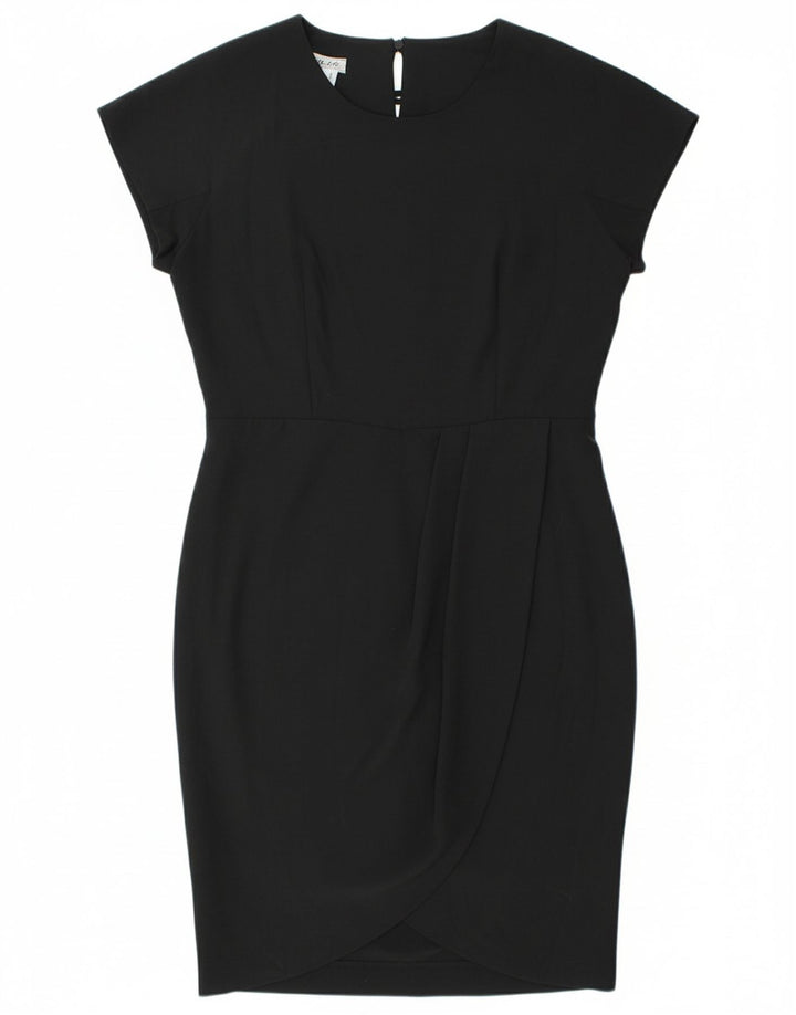 VINTAGE Womens Bodycon Dress IT 46 Large  Black Silk
