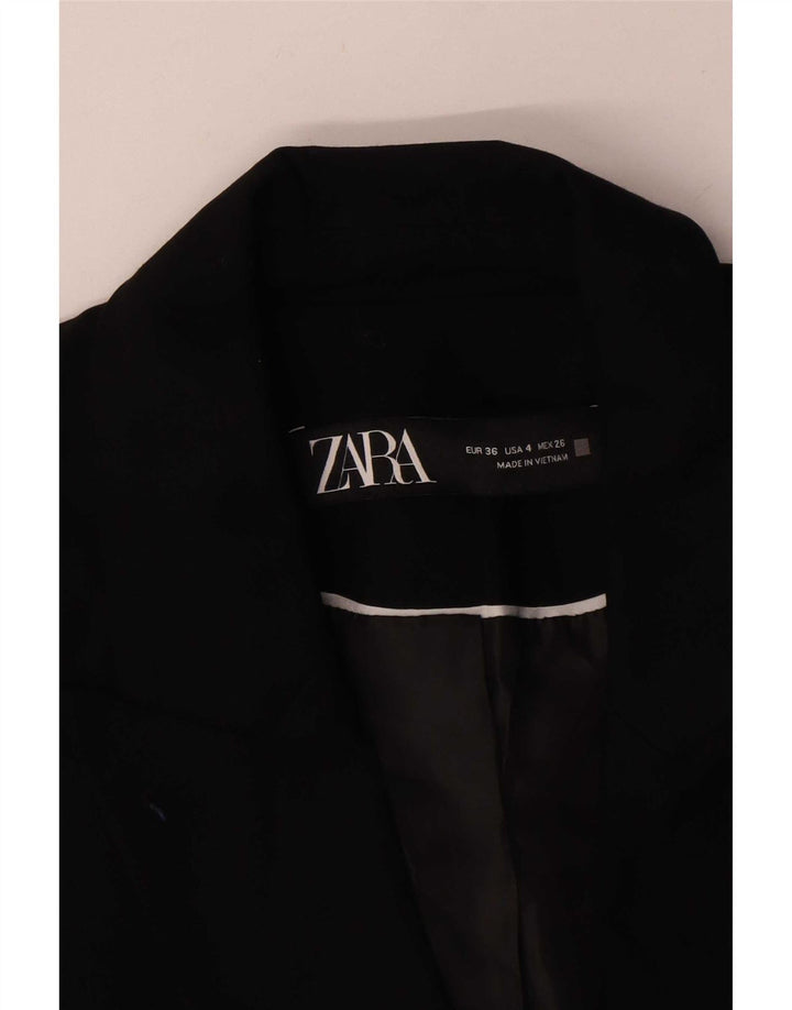 Zara Womens 1 Button Blazer Jacket UK 36 Small Black Polyester