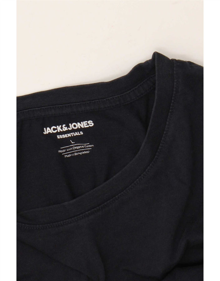 Jack & Jones Mens T-Shirt Top Large Navy Blue Cotton