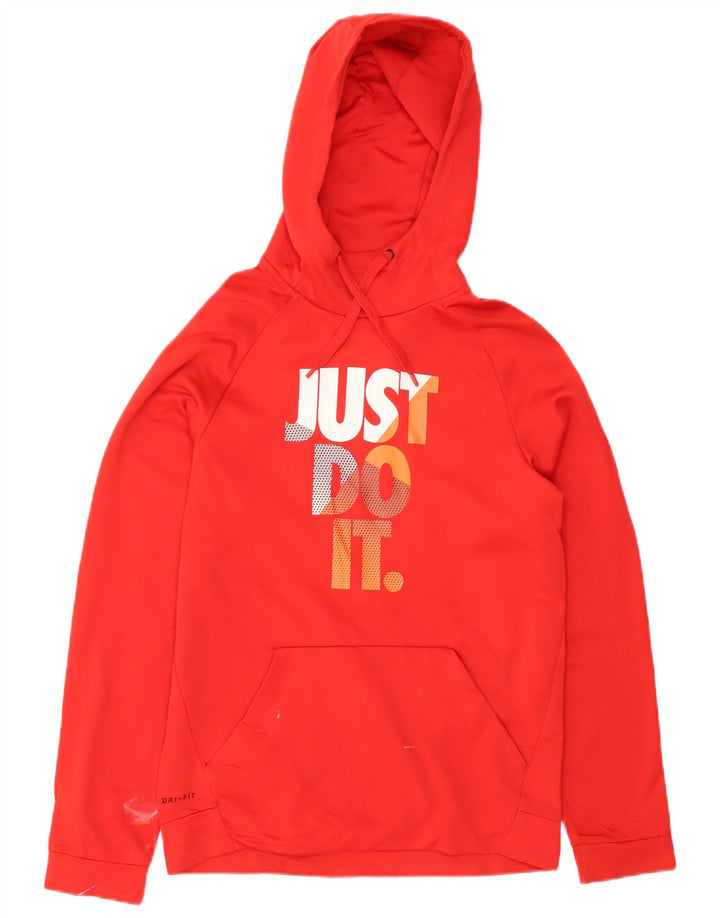 Nike Mens Dri Fit Graphic Hoodie Jumper Small Red Polyester