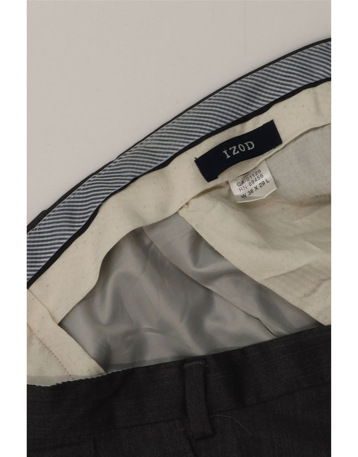 IZOD Mens Pegged Suit Trousers W38 L29 Grey Wool