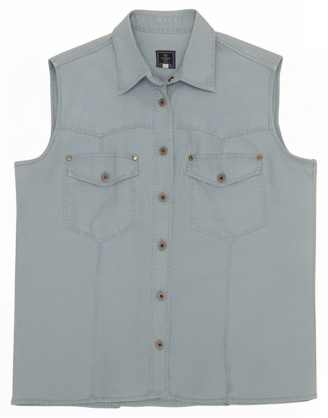 Trussardi Womens Sleeveless Shirt UK 14 Medium Blue