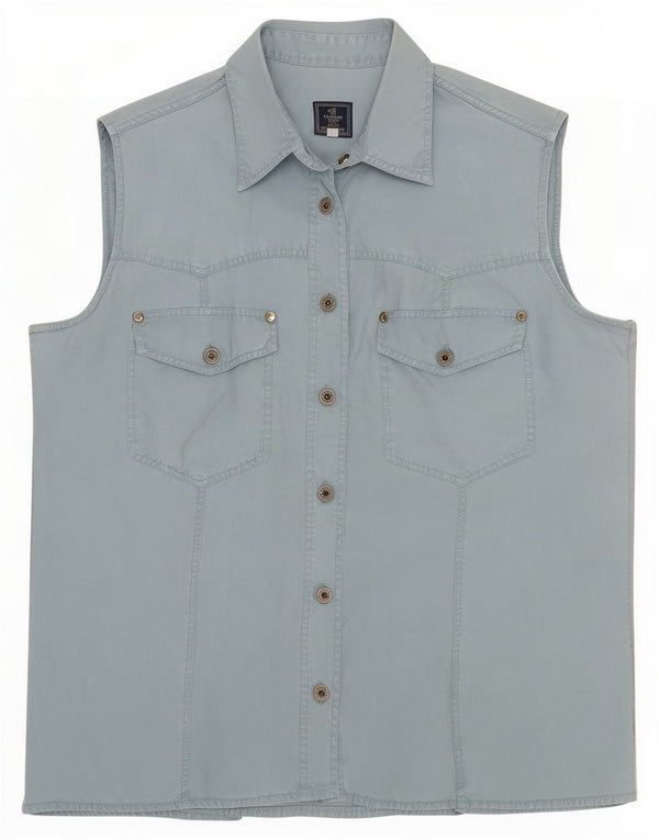 Trussardi Womens Sleeveless Shirt UK 14 Medium Blue
