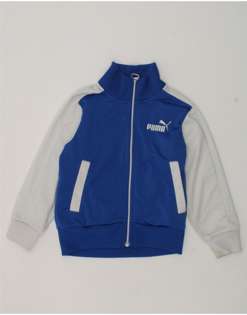 PUMA Baby Boys Graphic Tracksuit Top Jacket 18-24 Months Blue Colourblock | Vintage Puma | Thrift | Second-Hand Puma | Used Clothing | Messina Hembry 